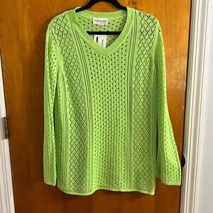 Lovelyn sheer lime green sweater size medium